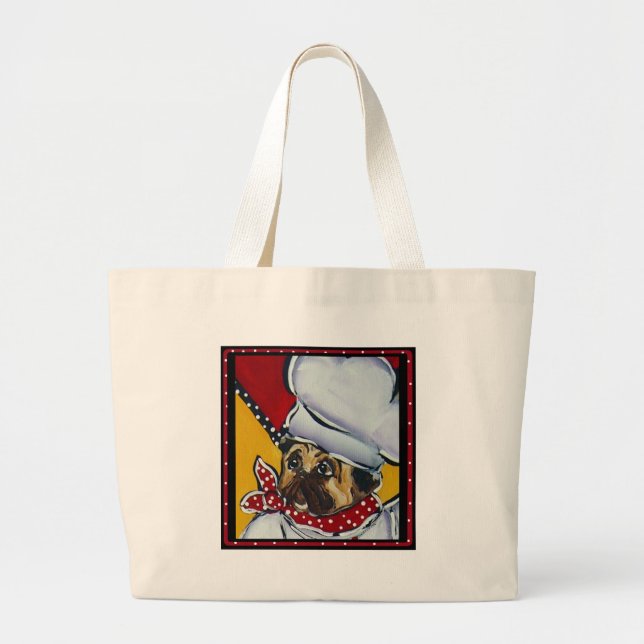 Grand Tote Bag Le Chef Pug (Devant)