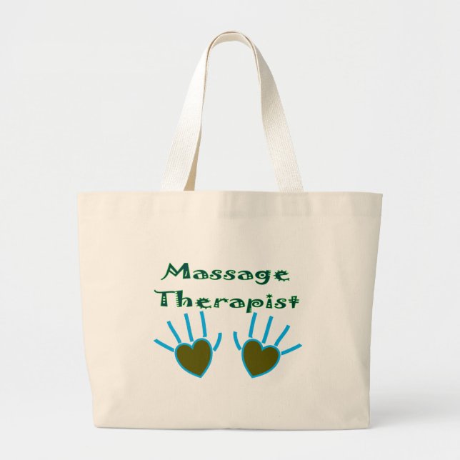Grand Tote Bag Le coeur de thérapeute de massage remet des (Devant)