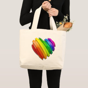 Grand Tote Bag Le cœur sculptural tridimensionnel de SlipperyJoe 