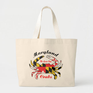 Grand Tote Bag Le crabe de drapeau du Maryland cuit à la vapeur