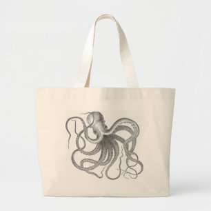 Grand Tote Bag Le cru nautique de poulpe de steampunk kraken le