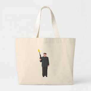Grand Tote Bag Le Jong-ONU riant de Kim mettant le feu à une arm