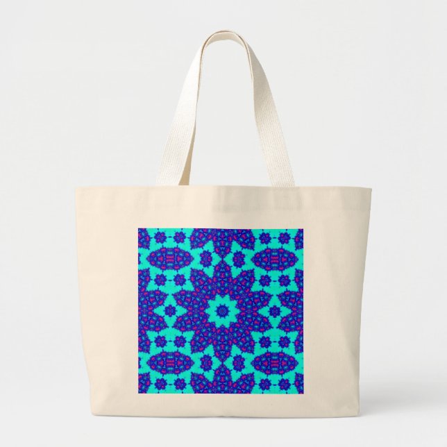 Grand Tote Bag Le kaléidoscope bleu prospérait (Devant)