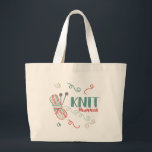 Grand Tote Bag Le Knit se produit humour de tricot avec le fil<br><div class="desc">Perfectionnez pour faire des emplettes ou de plus grands projets de tricot ce sac fourre-tout à tricot porte le calembour drôle "knit se produit", populaire avec des tricoteurs et des crafters. Les caractéristiques de conception une boule multicolore d'auto-rayage de fil avec des aiguilles de tricot et quelques queues ondulées de...</div>