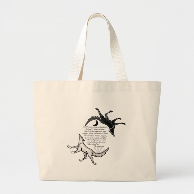 Grand Tote Bag Le loup qui nourrit (Devant)