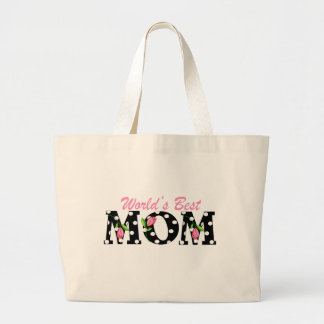 Grand Tote Bag Le meilleur noir de la maman du monde avec les