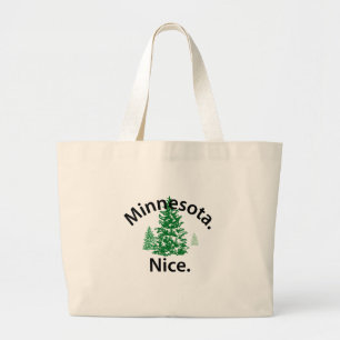 Grand Tote Bag Le Minnesota Nice. Période ! (texte noir)