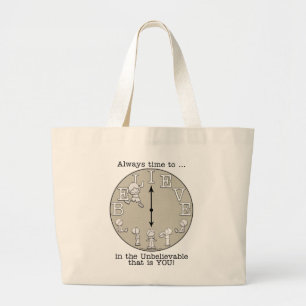Grand Tote Bag Le moment de croire - Petit garçon et horloge
