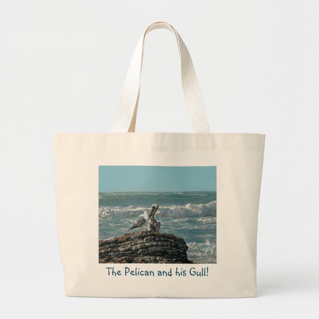 Grand Tote Bag Le Pélican et sa Mouette ! (Devant)