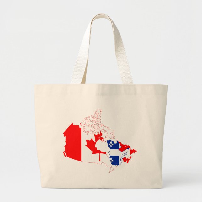 Grand Tote Bag Le Québec dans le drapeau du Canada, carte (Devant)