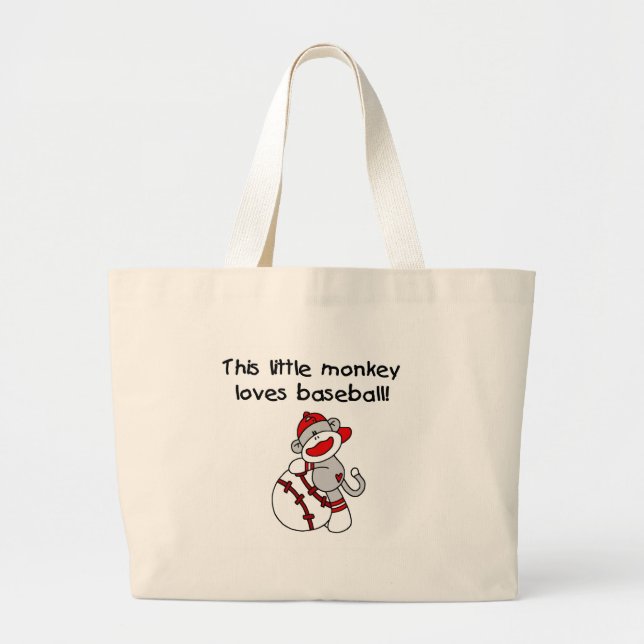 Grand Tote Bag Le singe de chaussette aime le base-ball (Devant)