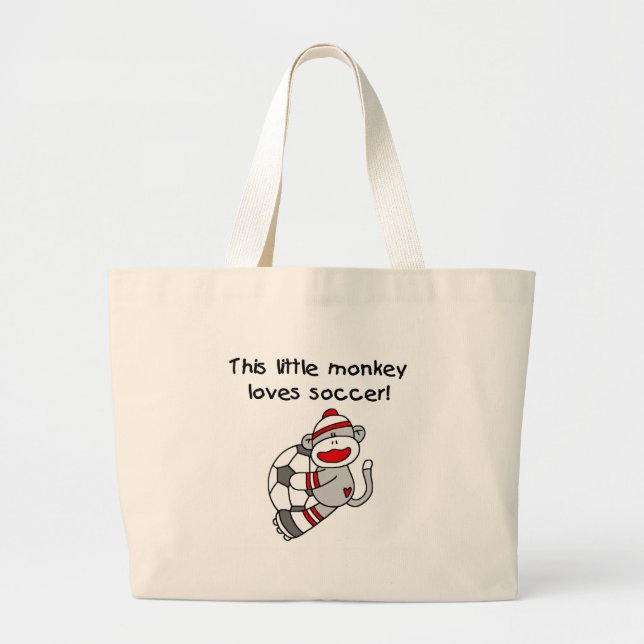 Grand Tote Bag Le singe de chaussette aime le football (Devant)