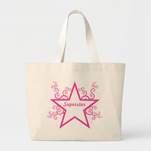 Grand Tote Bag Le superstar tourbillonne sac, rose lumineux