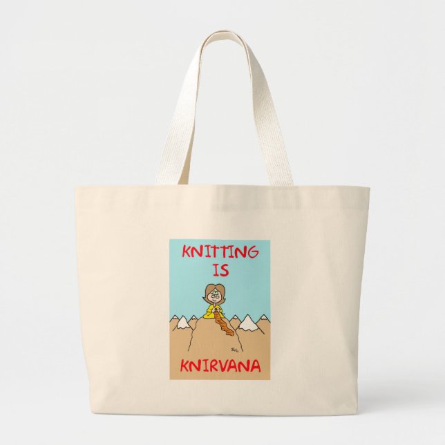 Grand Tote Bag le tricot est gourou de knirvana (Devant)