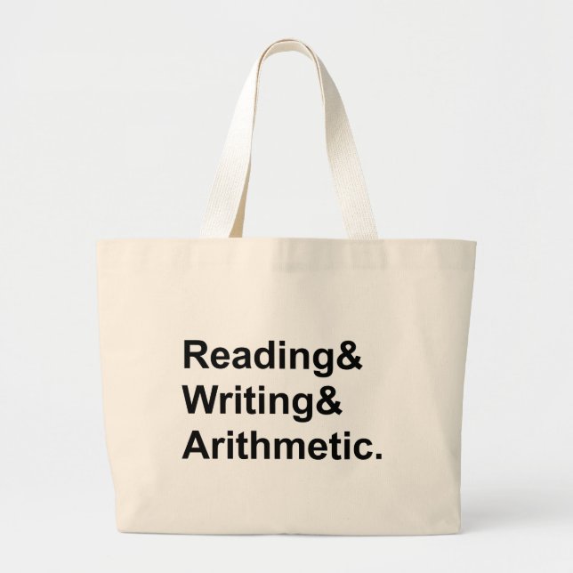 Grand Tote Bag Lecture Écriture Arithmétique | Les 3 R de l'école (Devant)
