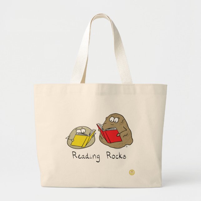 Grand Tote Bag Lecture Rocks Joli dessin pour enfants (Devant)