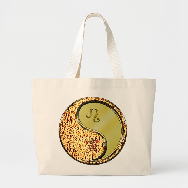 Grand Tote Bag Léo et tigre métallique (Devant)