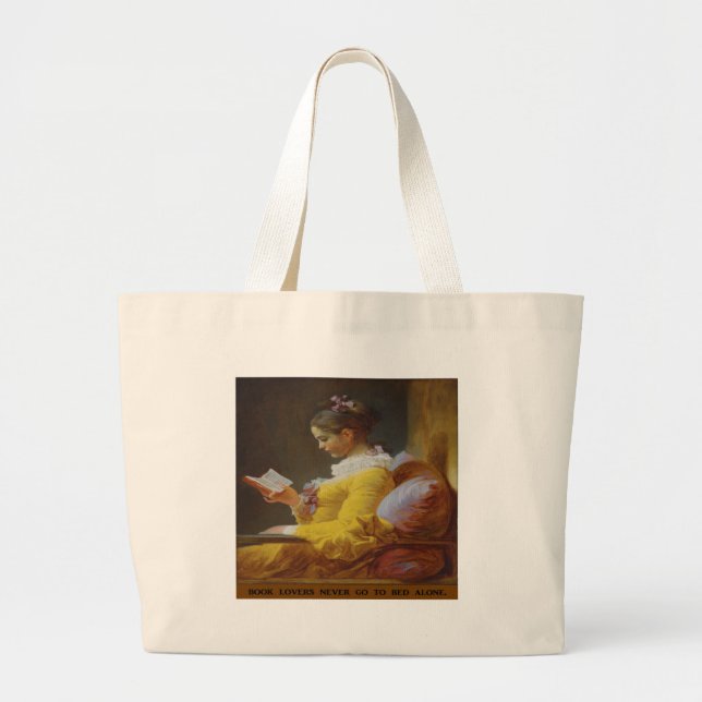 Grand Tote Bag Les amoureux des livres ne vont seul au lit jamais (Devant)