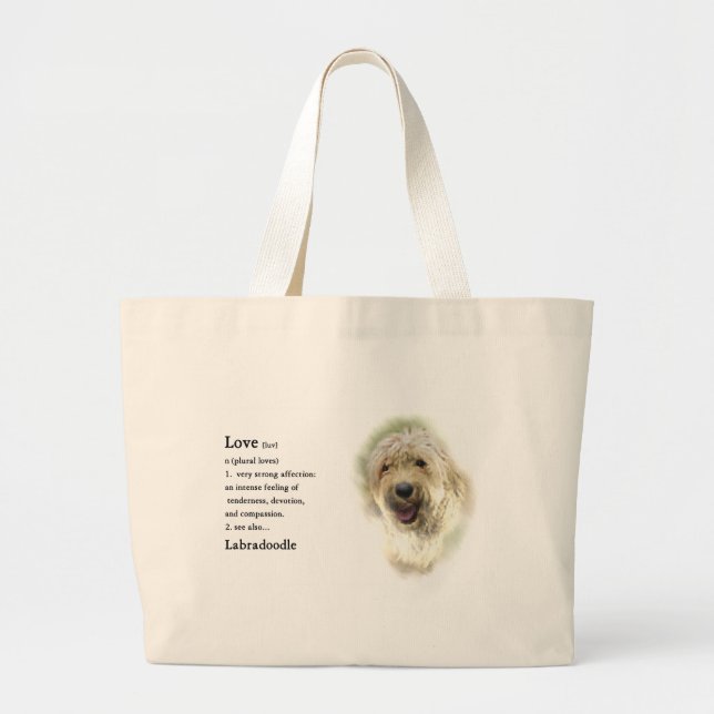 Grand Tote Bag Les amoureux du Labradoodle (Devant)