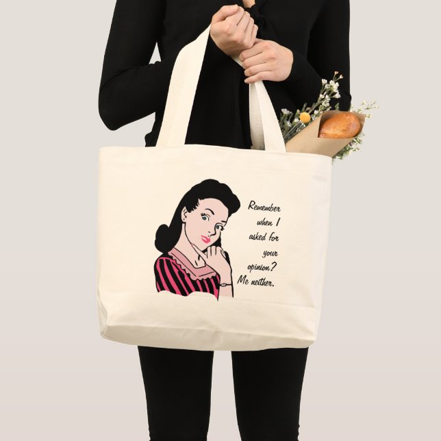 Grand Tote Bag les années 50 Femme Sarcasme (Devant (produit))
