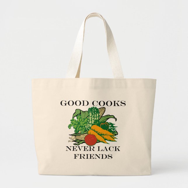 Grand Tote Bag Les bons cuisiniers ne manquent jamais d'amis (Devant)