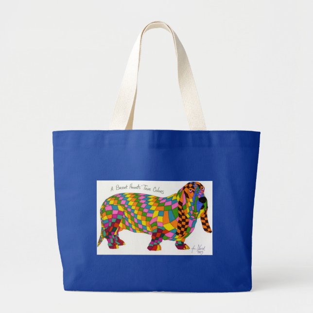 Grand Tote Bag Les couleurs vraies de chiens de basset (Devant)