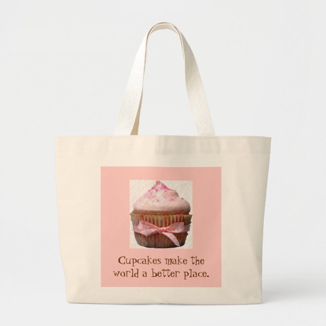 Grand Tote Bag Les cupcakes font du monde un meilleur endroit (Devant)