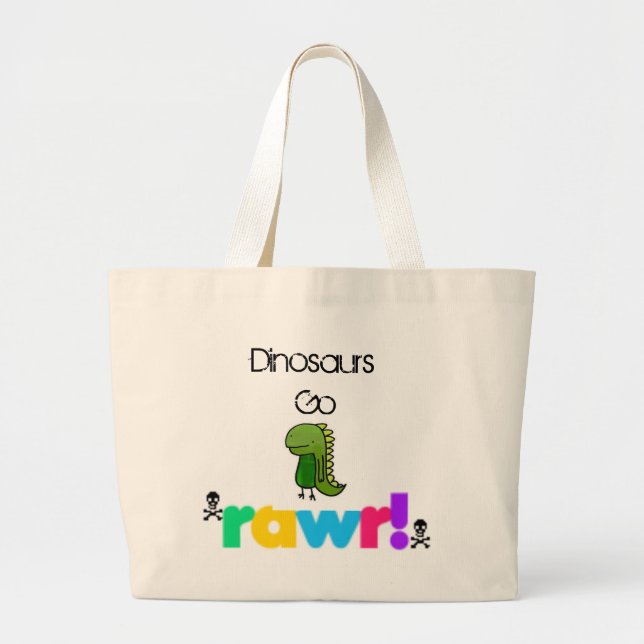 Grand Tote Bag Les dinosaures vont xD de Rawr (Devant)