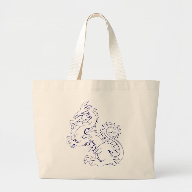Grand Tote Bag Les Dragons Asiatiques Tatsu Sont Des Créatures My (Devant)