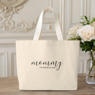 Grand Tote Bag Les enfants de maman moderne nomment la fête des m