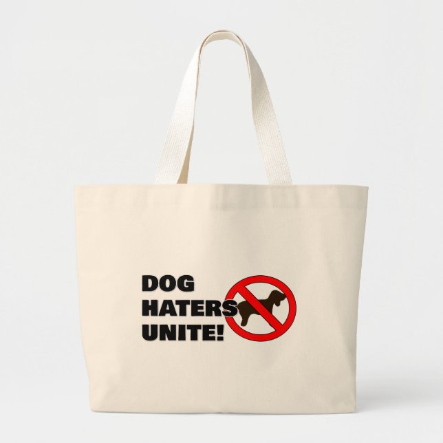 Grand Tote Bag Les ennemis des chiens s'unissent ! (Devant)