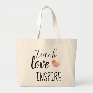 Grand Tote Bag Les enseignants enseignent l'amour inspire