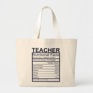 Grand Tote Bag Les faits nutritionnels amusants pour les enseigna