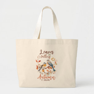 Grand Tote Bag Les feuilles Chutent - Les Oiseaux D'Automne Et Le