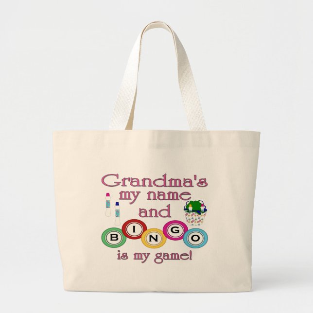 Grand Tote Bag Les grand-mamans mon bingo-test nommé est mon jeu (Devant)