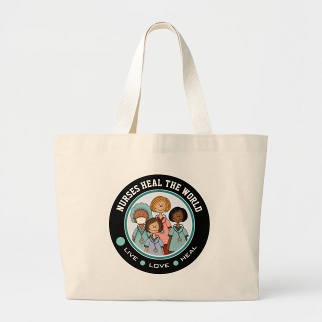 Grand Tote Bag Les infirmières guérissent le monde. Cadeau (Devant)