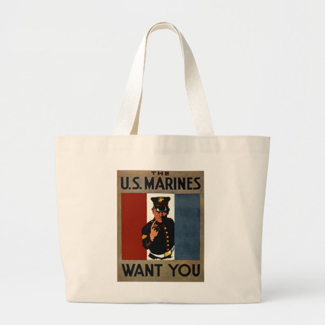 Grand Tote Bag Les Marines des États-Unis vous veulent (Devant)