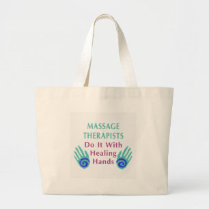 Grand Tote Bag Les massothérapeutes le font avec les mains de gué