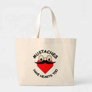 Grand Tote Bag Les moustaches ont aussi des coeurs