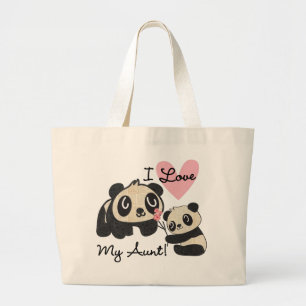 Grand Tote Bag Les pandas I aiment ma tante