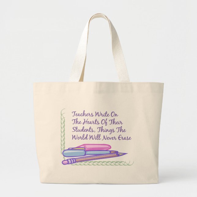Grand Tote Bag Les professeurs écrivent sur les coeurs de leurs (Devant)
