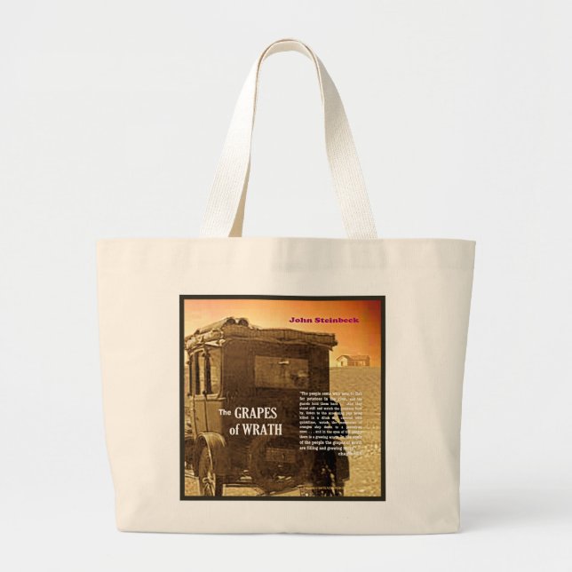 Grand Tote Bag Les raisins du texte de colère (Devant)
