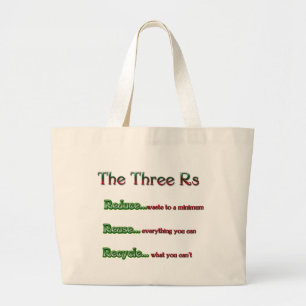 Grand Tote Bag Les trois Rs, réduisent, réutilisent, réutilise