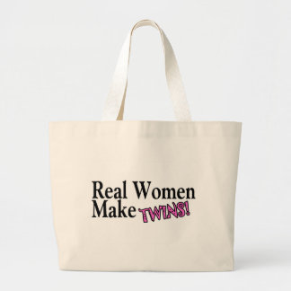 Grand Tote Bag Les vraies femmes font des jumeaux (le rose)