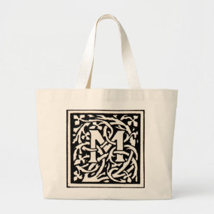 Grand Tote Bag Lettre Art Nouveau Monogramme M Vintage