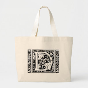 Grand Tote Bag Lettre D Monogramme médiéval Art Nouveau