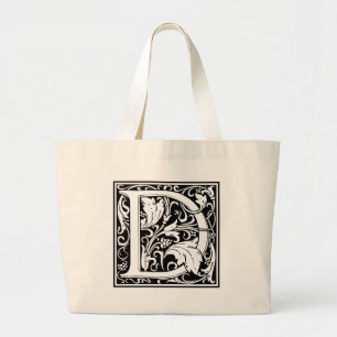 Grand Tote Bag Lettre D Monogramme médiéval Art Nouveau