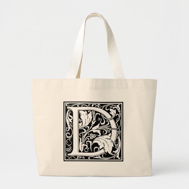 Grand Tote Bag Lettre D Monogramme médiéval Art Nouveau (Devant)