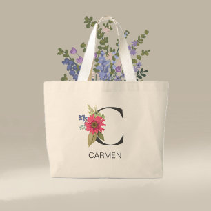 Grand Tote Bag LETTRE Florale Moderne MONOMOBILE C
