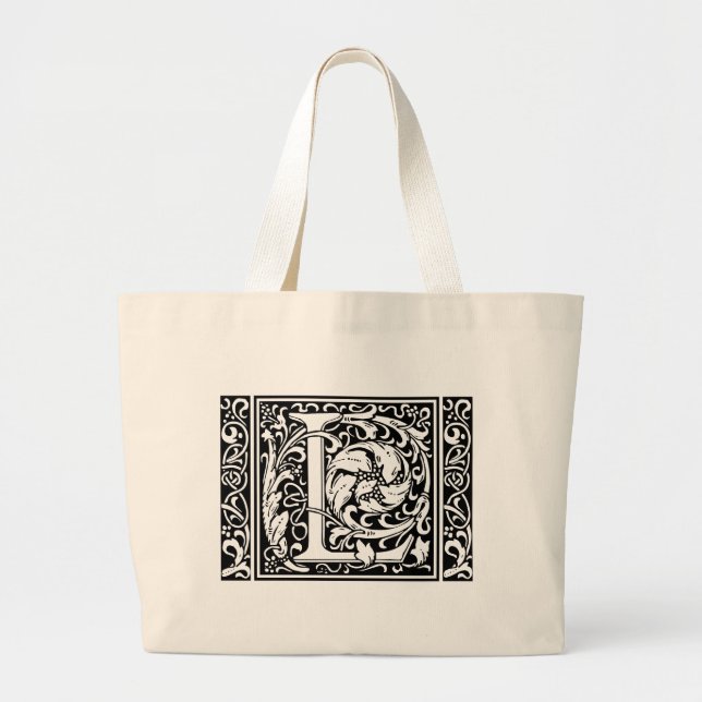 Grand Tote Bag Lettre L Monogramme médiéval Art Nouveau (Devant)
